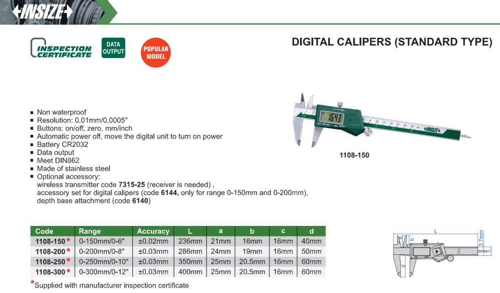 INSIZE Digitālais bīdmērs 150mm gallery