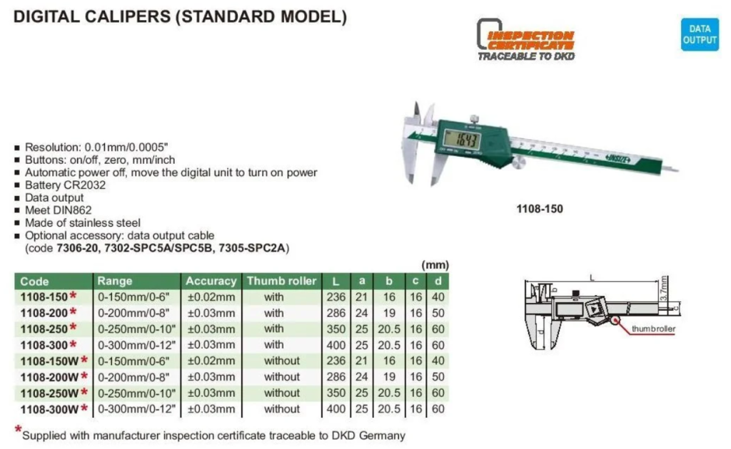 INSIZE Digitālais bīdmērs 300mm
