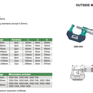 INSIZE Ārējais mikrometrs 50 mm
